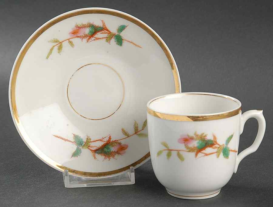 Moss Rose (Thick Gold Trim) Flat Demitasse Cup & Saucer Set by Haviland-1