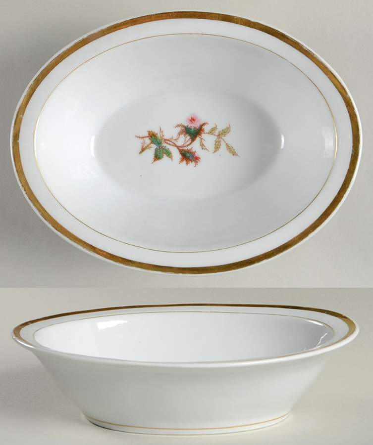 Moss Rose (Thick Gold Trim) 8" Oval Vegetable Bowl by Haviland-1