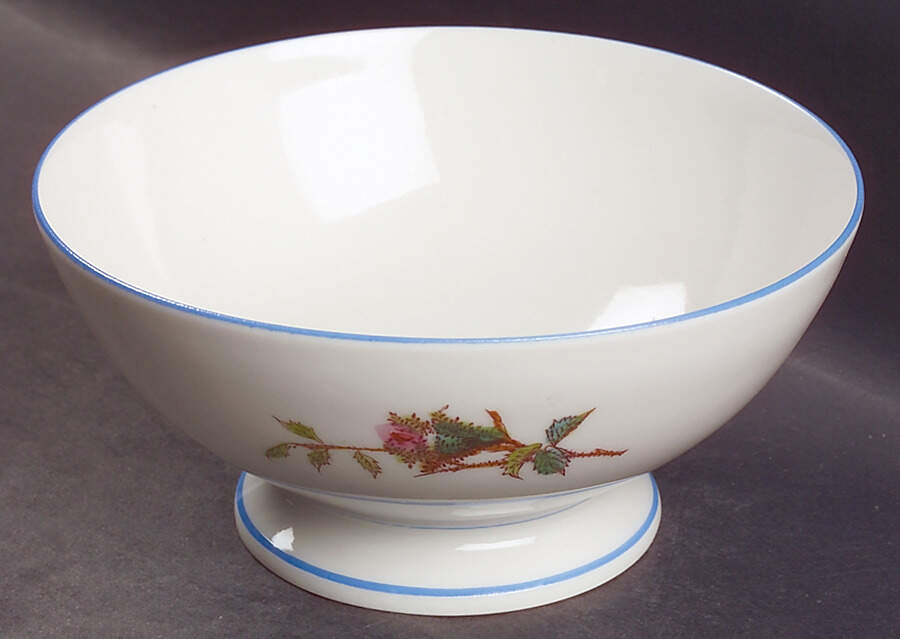 Moss Rose (Blue Trim) Cranberry Bowl by Haviland-1