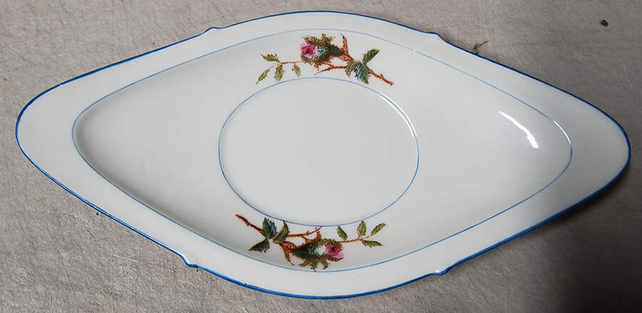 Moss Rose (Blue Trim) Underplate for Open Sauce Boat by Haviland-1