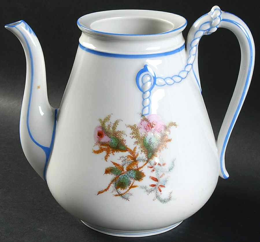 Moss Rose (Blue Trim) Coffee Pot No Lid by Haviland-1