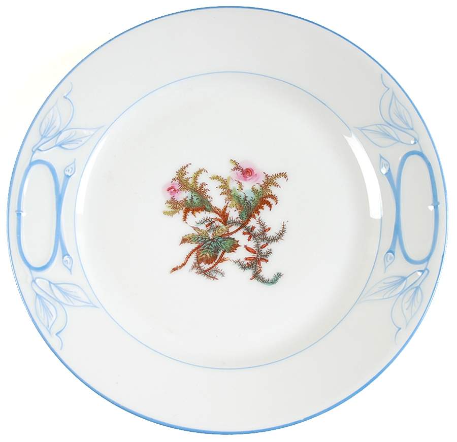 Moss Rose (Blue Trim) Cake Plate by Haviland-1