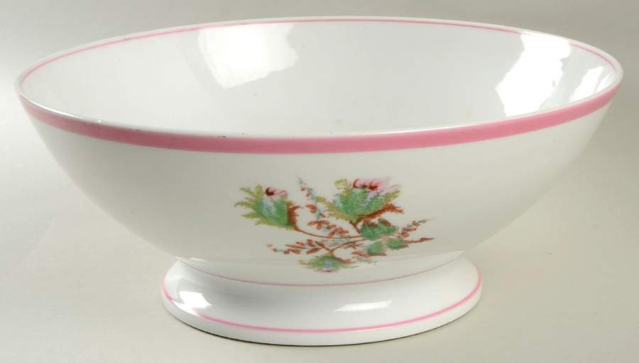 Moss Rose (Pink Trim, Smooth) 12" Large Fruit Bowl by Haviland-1