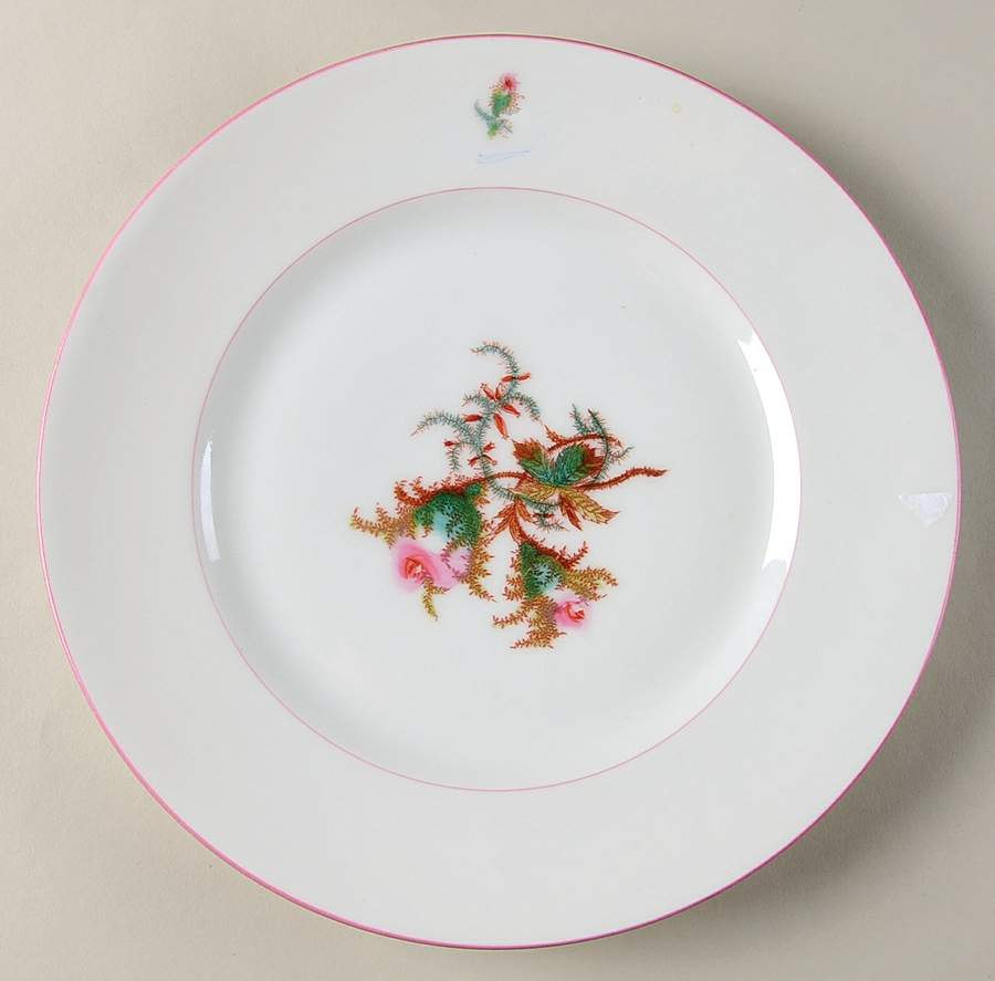 Moss Rose (Pink Trim, Smooth) Dinner Plate by Haviland-1