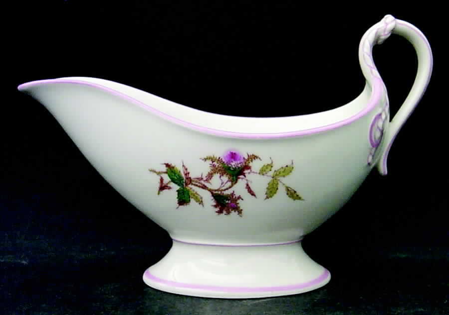 Moss Rose (Pink Trim, Smooth) Gravy Boat by Haviland-1