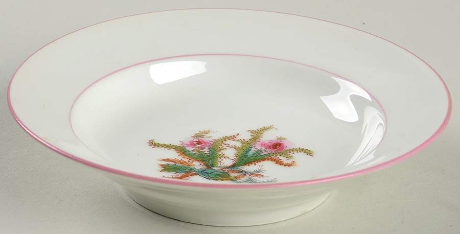 Moss Rose (Pink Trim, Smooth) Rim Fruit/Dessert (Sauce) Bowl by Haviland-1