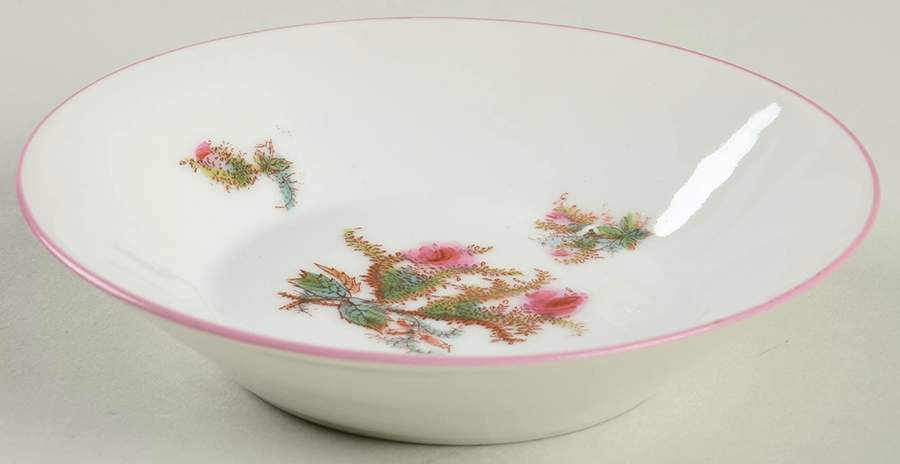 Moss Rose (Pink Trim, Smooth) Fruit/Dessert (Sauce) Bowl by Haviland-1