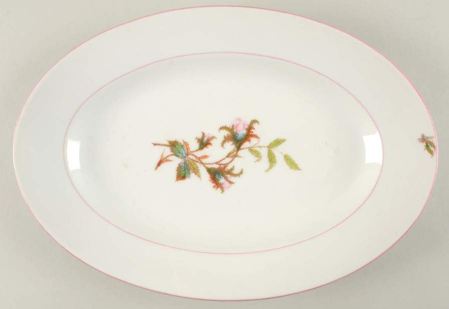 Moss Rose (Pink Trim, Smooth) 13" Oval Serving Platter by Haviland-1