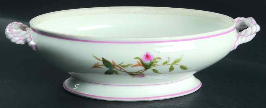Moss Rose (Pink Trim, Smooth) Oval Vegetable No Lid by Haviland-1