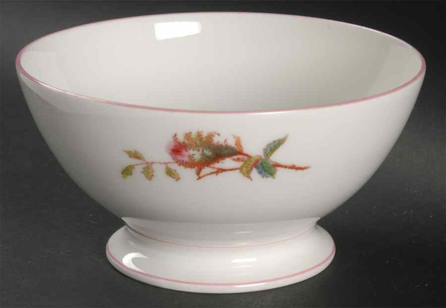 Moss Rose (Pink Trim, Smooth) Cranberry Bowl by Haviland-1