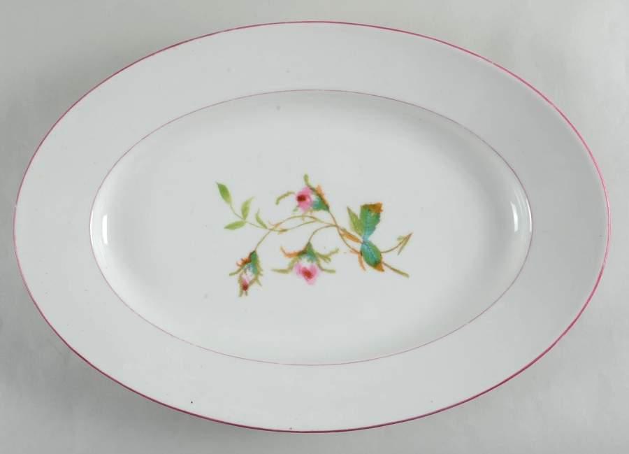 Moss Rose (Pink Trim, Smooth) 20" Oval Serving Platter by Haviland-1