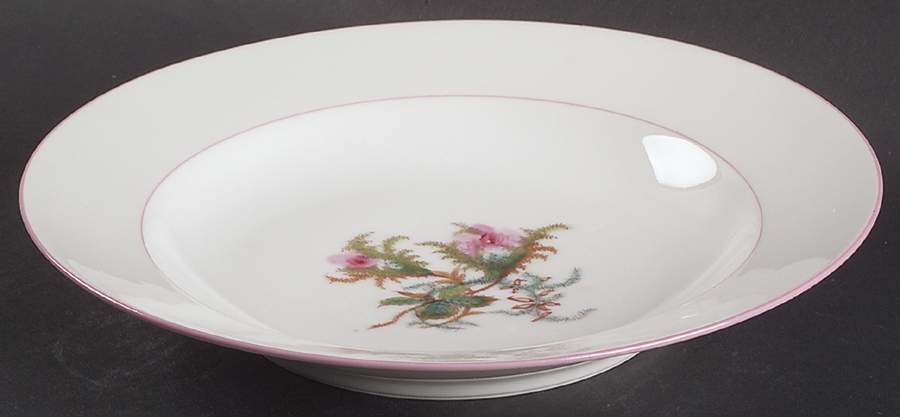 Moss Rose (Pink Trim, Smooth) Large Rim Soup Bowl by Haviland-1