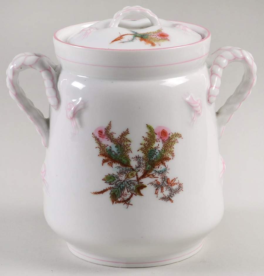 Moss Rose (Pink Trim, Smooth) Lid for Sugar Bowl by Haviland-1