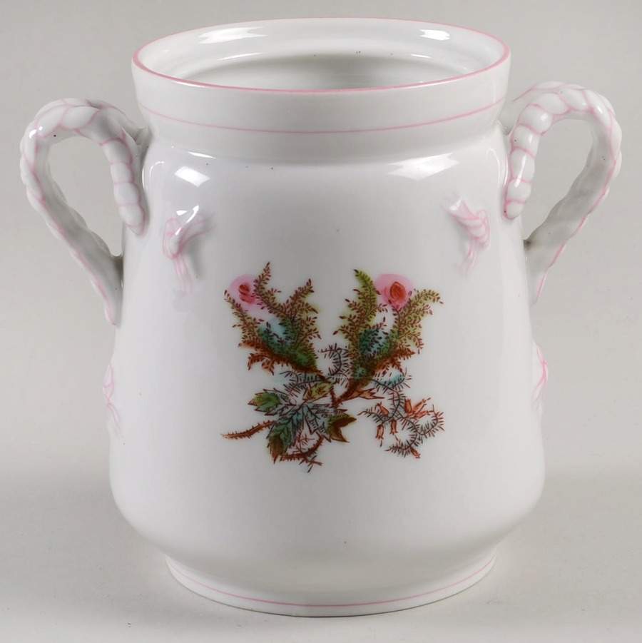 Moss Rose (Pink Trim, Smooth) Sugar Bowl No Lid by Haviland-1
