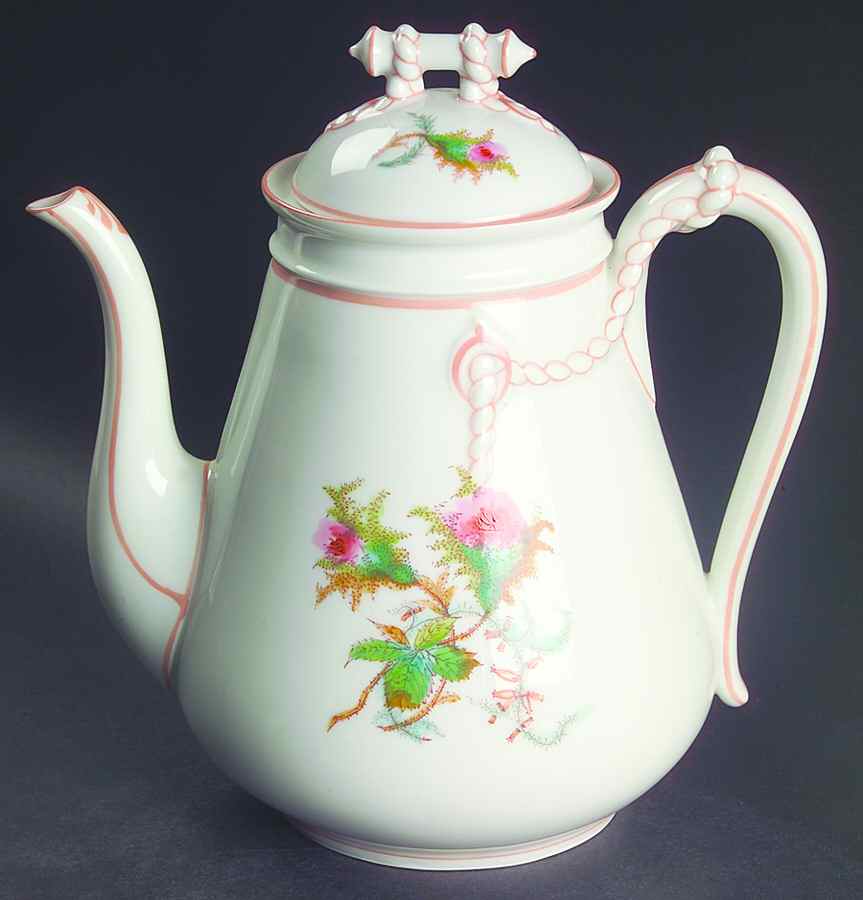Moss Rose (Peach Trim) Coffee Pot & Lid by Haviland-1