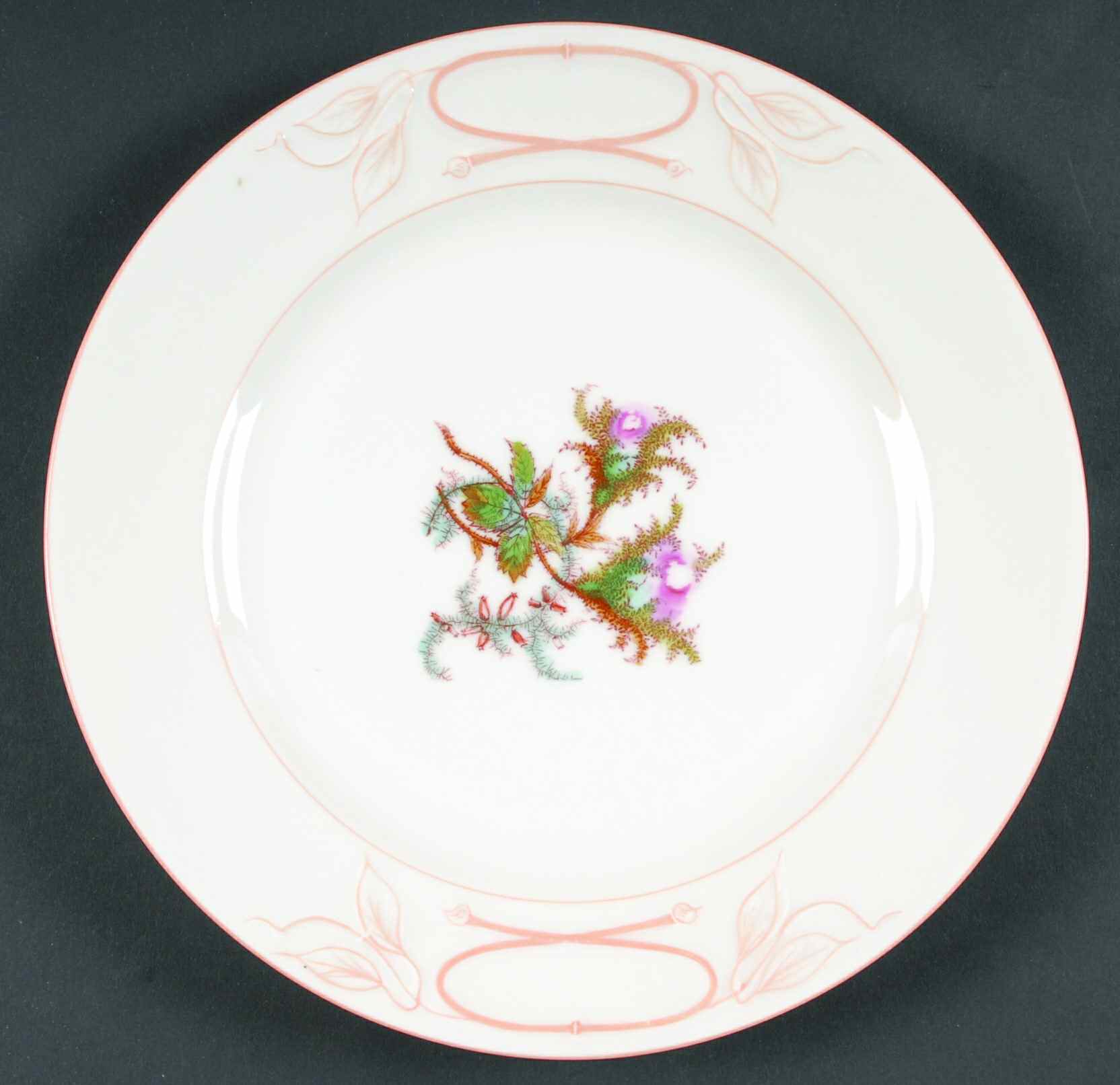 Moss Rose (Peach Trim) Cake Plate by Haviland-1
