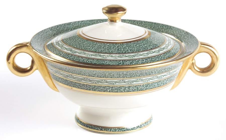 Mosaic Blue Green Sugar Bowl & Lid by Haviland-1