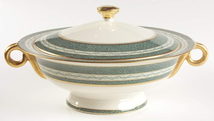 Mosaic Blue Green Round Covered Vegetable by Haviland-1