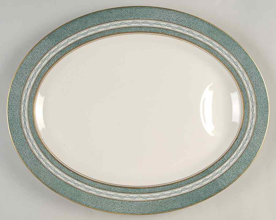 Mosaic Blue Green 16" Oval Serving Platter by Haviland-1