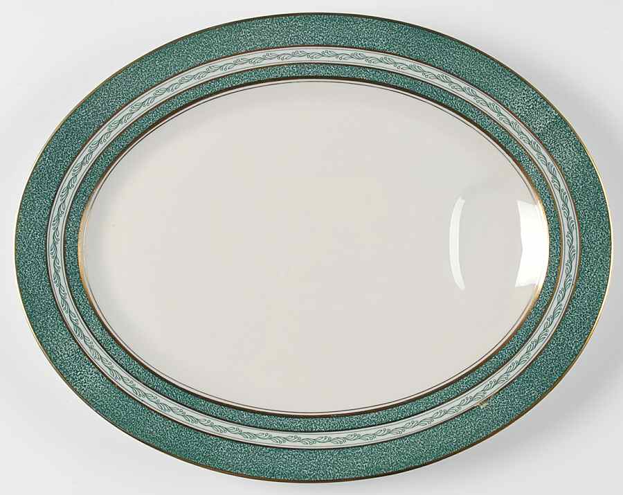 Mosaic Blue Green 14" Oval Serving Platter by Haviland-1
