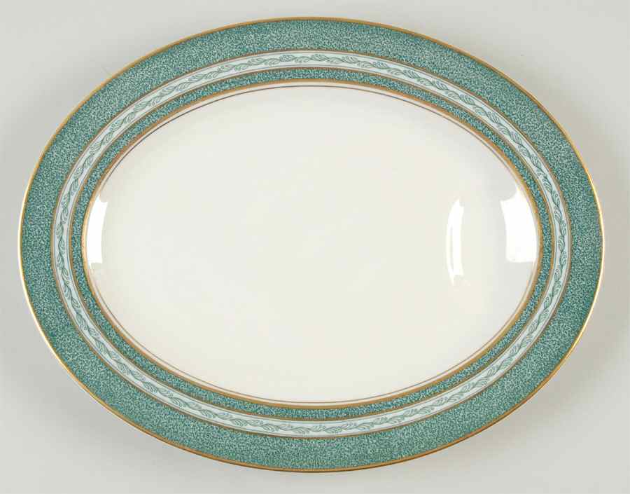 Mosaic Blue Green 11" Oval Serving Platter by Haviland-1