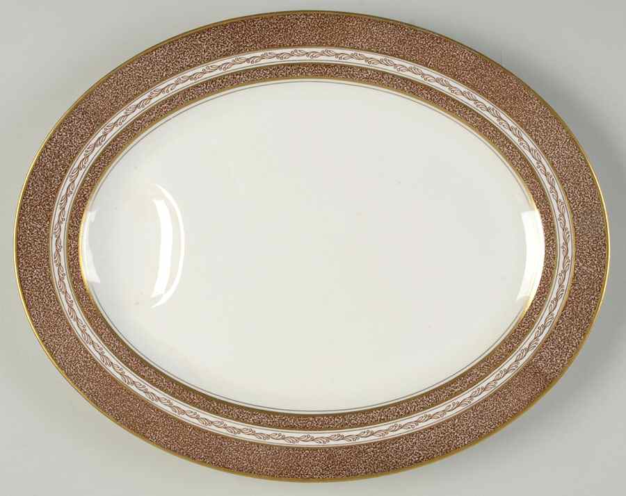 Mosaic Brown 14" Oval Serving Platter by Haviland-1