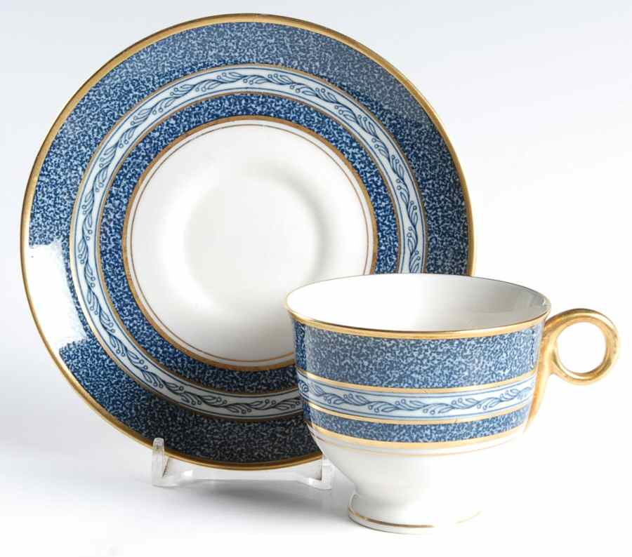 Mosaic Cobalt Blue Footed Demitasse Cup & Saucer Set by Haviland-1