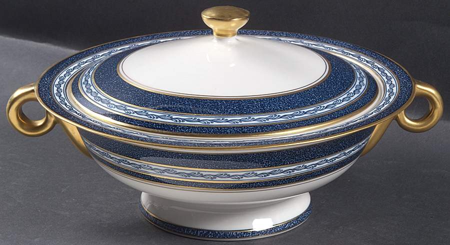 Mosaic Cobalt Blue Round Covered Vegetable by Haviland-1