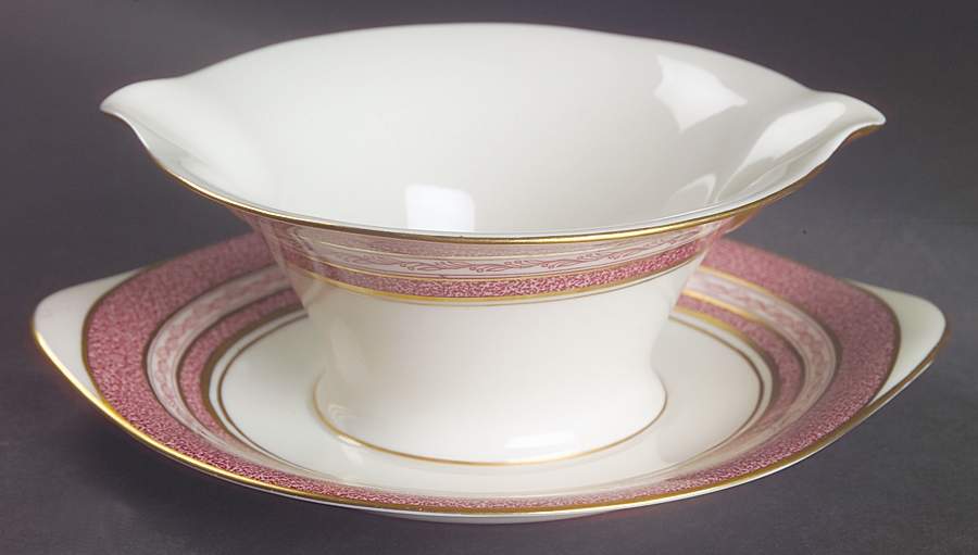 Mosaic Red Gravy Boat with Attached Underplate by Haviland-1