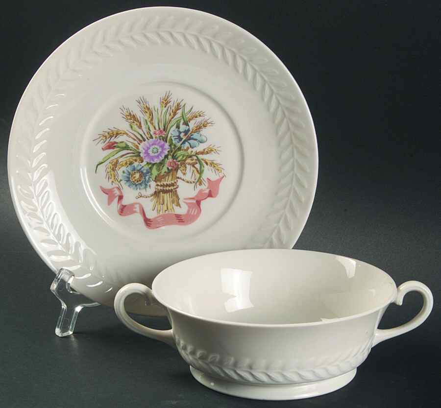 Mt. Vernon (NY, Regents Park) Footed Cream Soup Bowl & Saucer Set by Haviland-1