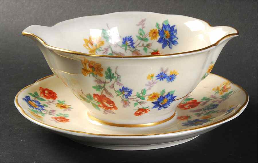 My Garden (Scalloped) Gravy Boat with Attached Underplate by Haviland-1