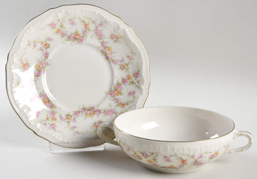 Naomi Flat Cream Soup Bowl & Saucer Set by Haviland-1