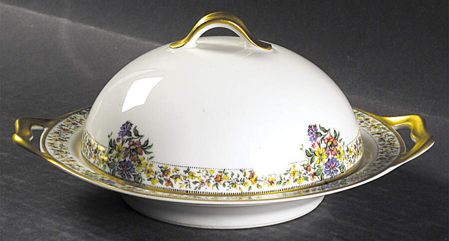 Narcissus Round Covered Butter with Strainer by Haviland-1