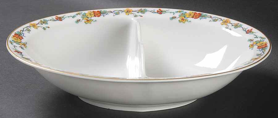 Nasturtium 10" Oval Divided Vegetable Bowl by Haviland-1