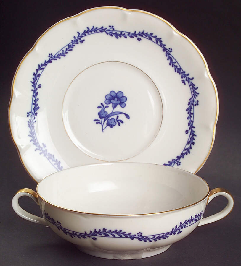 Nicolette Flat Cream Soup Bowl & Saucer Set by Haviland-1