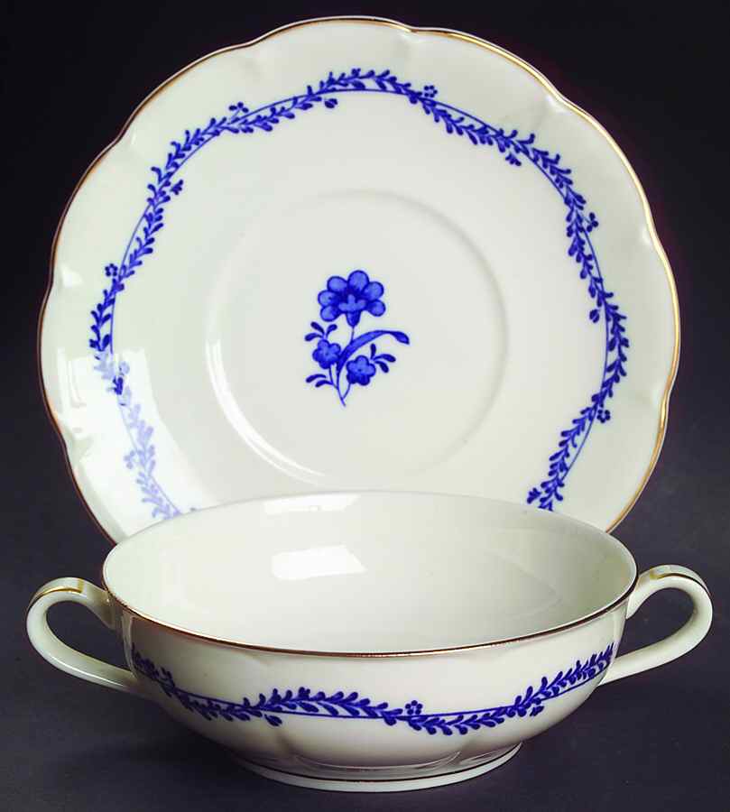 Nicolette Flat Cream Soup Bowl & Saucer Set by Haviland-1