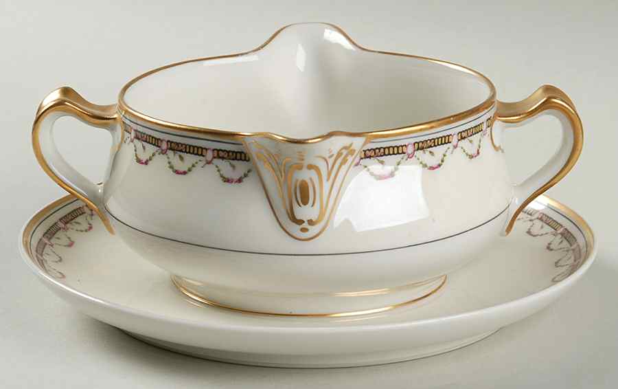 Notre Dame Gravy Boat with Attached Underplate by Haviland-1