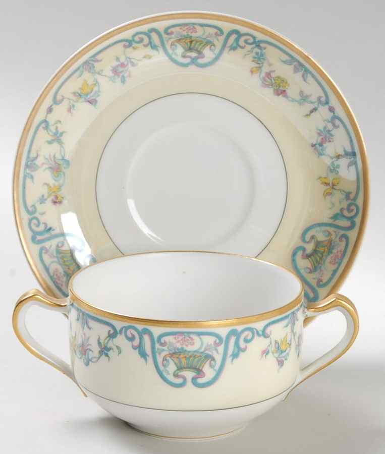 Noinville Flat Bouillon Cup & Saucer by Haviland-1