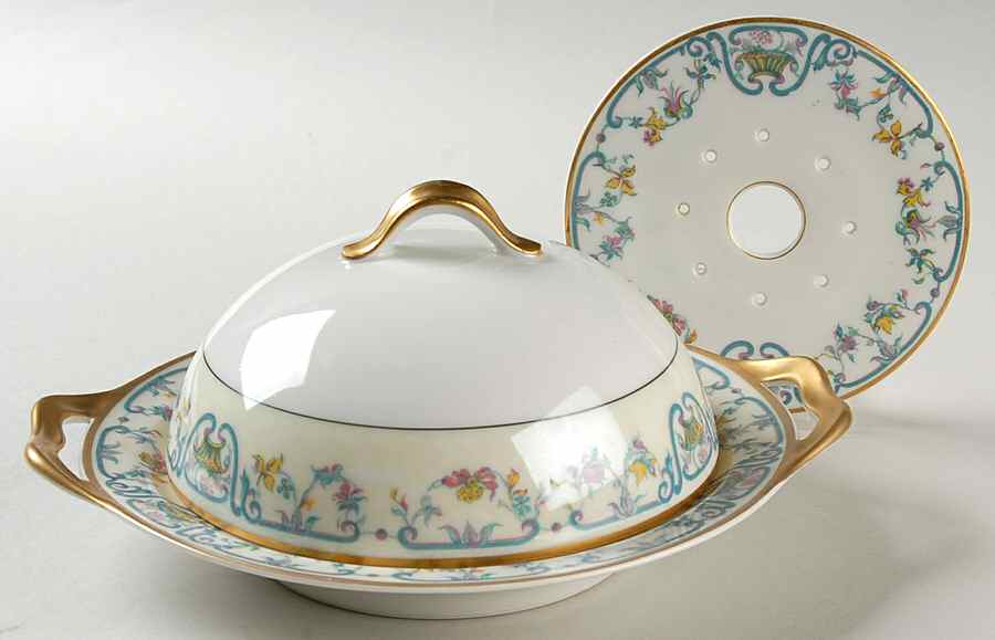 Noinville Round Covered Butter with Strainer by Haviland-1