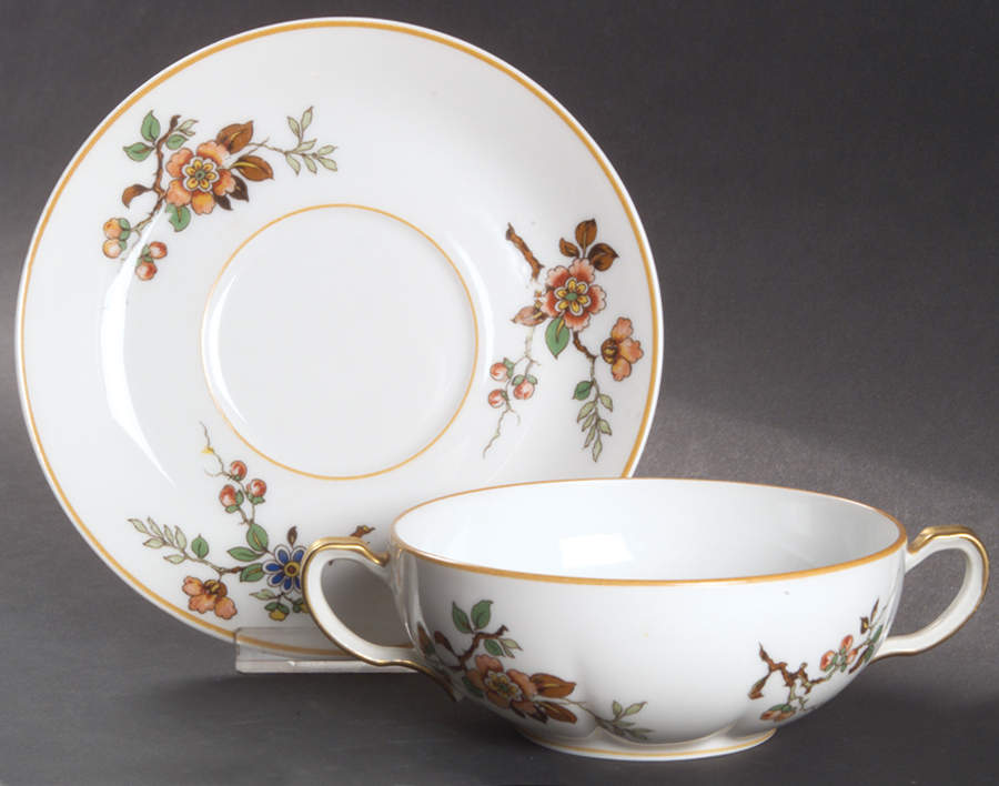 Normandy Flat Cream Soup Bowl & Saucer Set by Haviland-1
