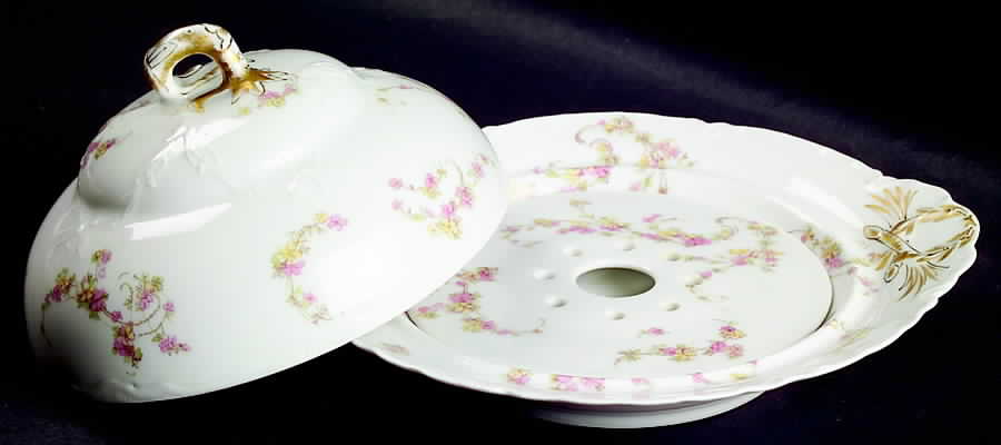 Norma Round Covered Butter with Strainer by Haviland-1