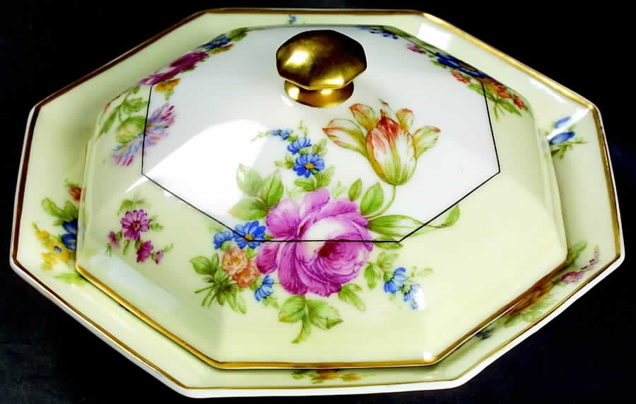 Nosegay (12 Sided) Round Covered Butter by Haviland-1