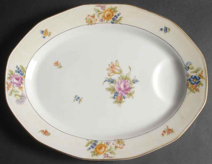 Nosegay (12 Sided) 15" Oval Serving Platter by Haviland-1