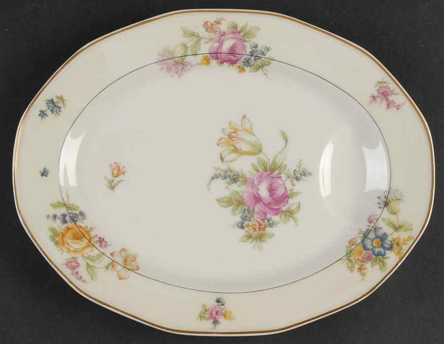 Nosegay (12 Sided) 11" Oval Serving Platter by Haviland-1