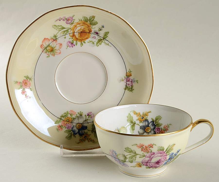 Nosegay (12 Sided) Flat Cup & Saucer Set by Haviland-1