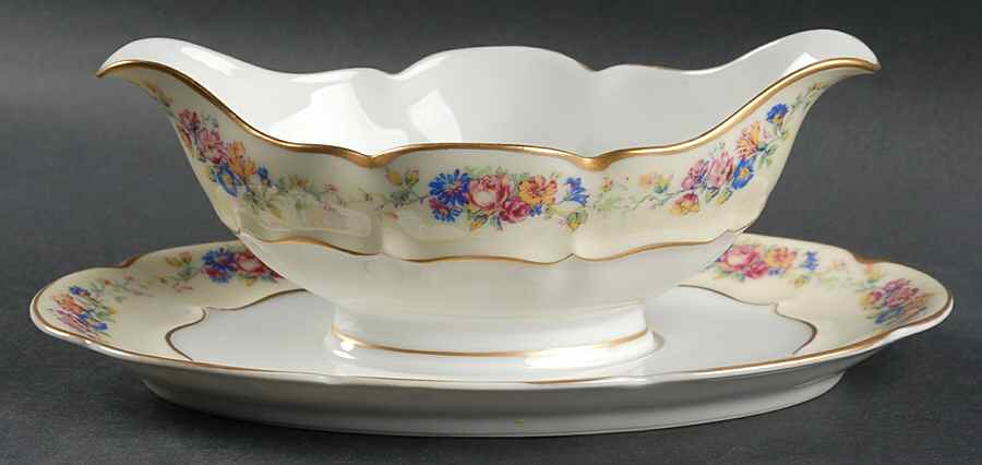 Nosegay  Gravy Boat with Attached Underplate by Haviland-1