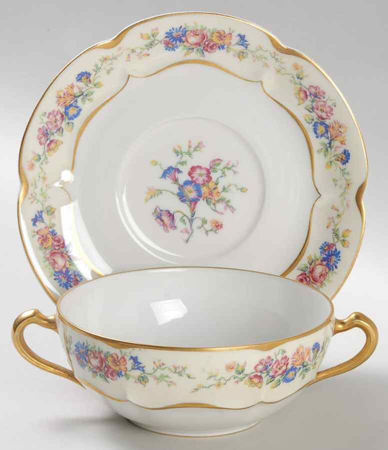 Nosegay  Flat Cream Soup Bowl & Saucer Set by Haviland-1