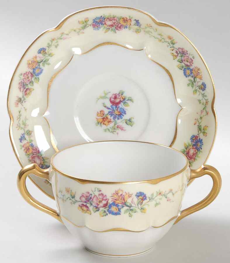 Nosegay  Flat Bouillon Cup & Saucer by Haviland-1