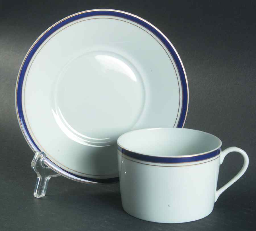 Nuit Bleue Gold Flat Cup & Saucer Set by Haviland-1