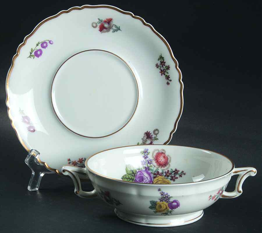 Nymph Footed Cream Soup Bowl & Saucer Set by Haviland-1